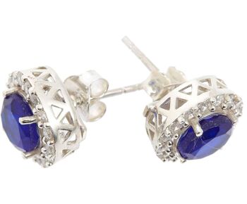 Boucles d'oreilles clous Gemshine avec pierres précieuses de quartz saphir bleu 2