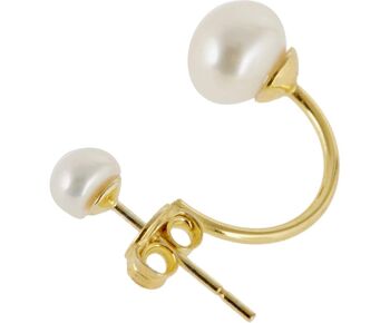 Boucles d'oreilles puces Gemshine avec double perles de culture rondes blanches 3