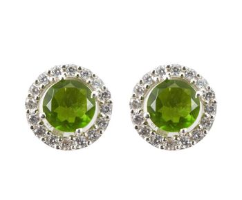 Boucles d'oreilles clous Gemshine avec pierres précieuses de quartz péridot vert 4