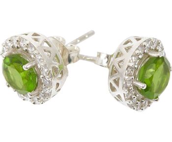 Boucles d'oreilles clous Gemshine avec pierres précieuses de quartz péridot vert 2