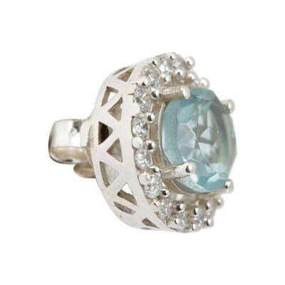 Gemshine stud earrings with light blue aquamarine quartz