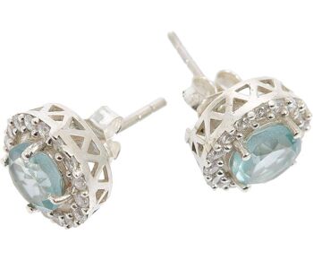 Boucles d'oreilles clous Gemshine avec quartz aigue-marine bleu clair 2