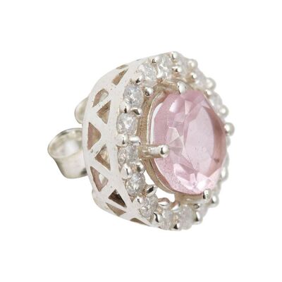 Gemshine ear studs with rose quartz gemstones, round