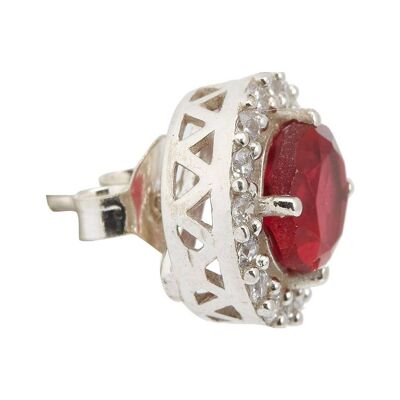 Gemshine stud earrings with red ruby quartz gemstones, round