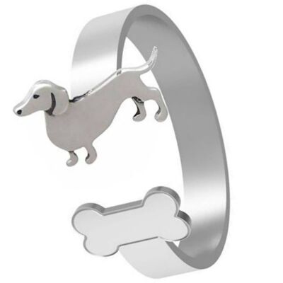 Anillo Gemshine DACHSHUND con HUESO. 925 plata