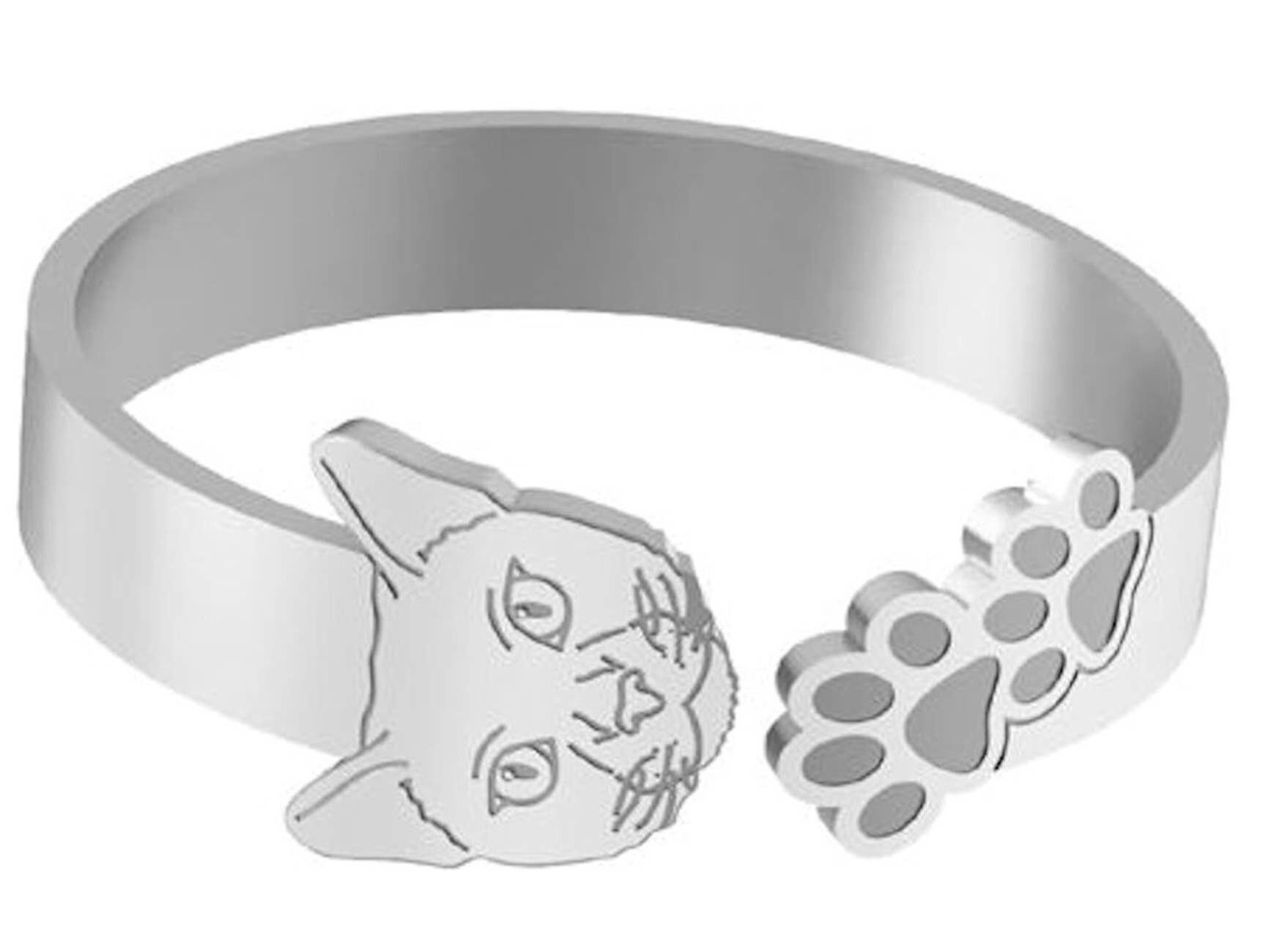 Anello Gemshine GATTO, GATTINO in argento 925, placcato oro, rosa