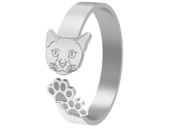 Bague gemme CHAT, CHATON en argent 925, plaqué or, rose 2