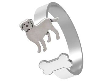 Bague Gemshine LABRADOR ou GOLDEN RETRIEVER DOG + OS 1