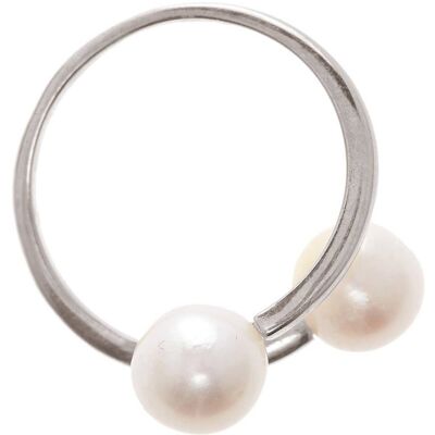 Gemshine ring with two white cultured pearls in 925 silver