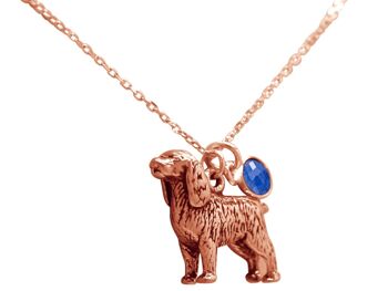 Gemshine Spaniel chien 3-D avec pendentif saphir bleu 925 4