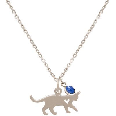 Gemshine wandering cat or tomcat pendant blue sapphire