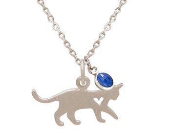 Gemshine pendentif chat errant ou matou saphir bleu 4