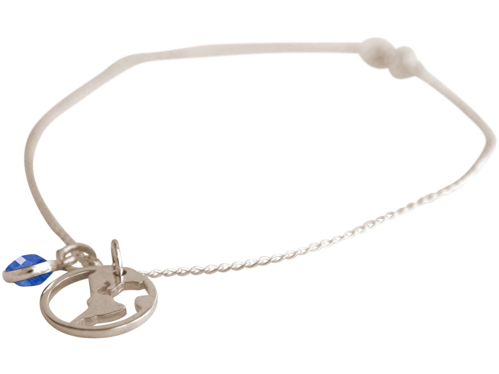 Brazalete de globo terráqueo Gemshine con colgante de zafiro azul