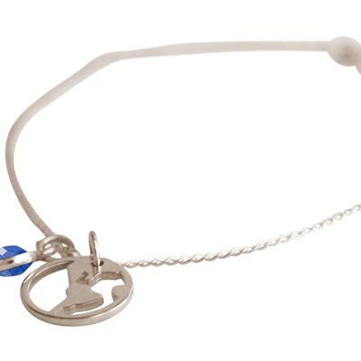 Gemshine Welt Globus Weltkugel Armband mit blauem Saphir Anh