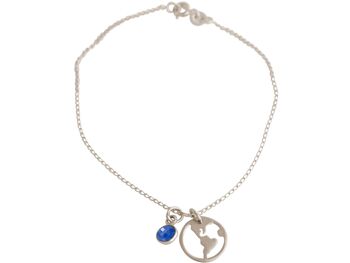 Bracelet globe terrestre Gemshine avec pendentif saphir bleu 3