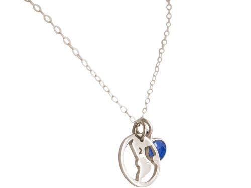 Gemshine Welt Globus Weltkugel Halskette mit blauem