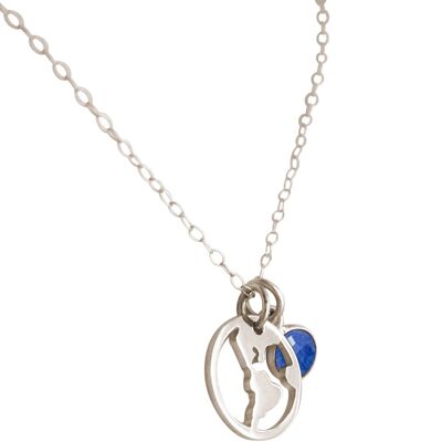 Gemshine Welt Globus Weltkugel Halskette mit blauem