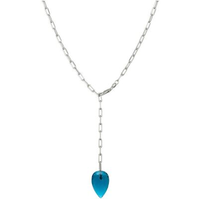 Gemshine Y Necklace with Blue Topaz London Blue Quartz