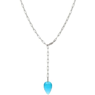 Gemshine Y Necklace with Blue Topaz Swiss Blue Quartz