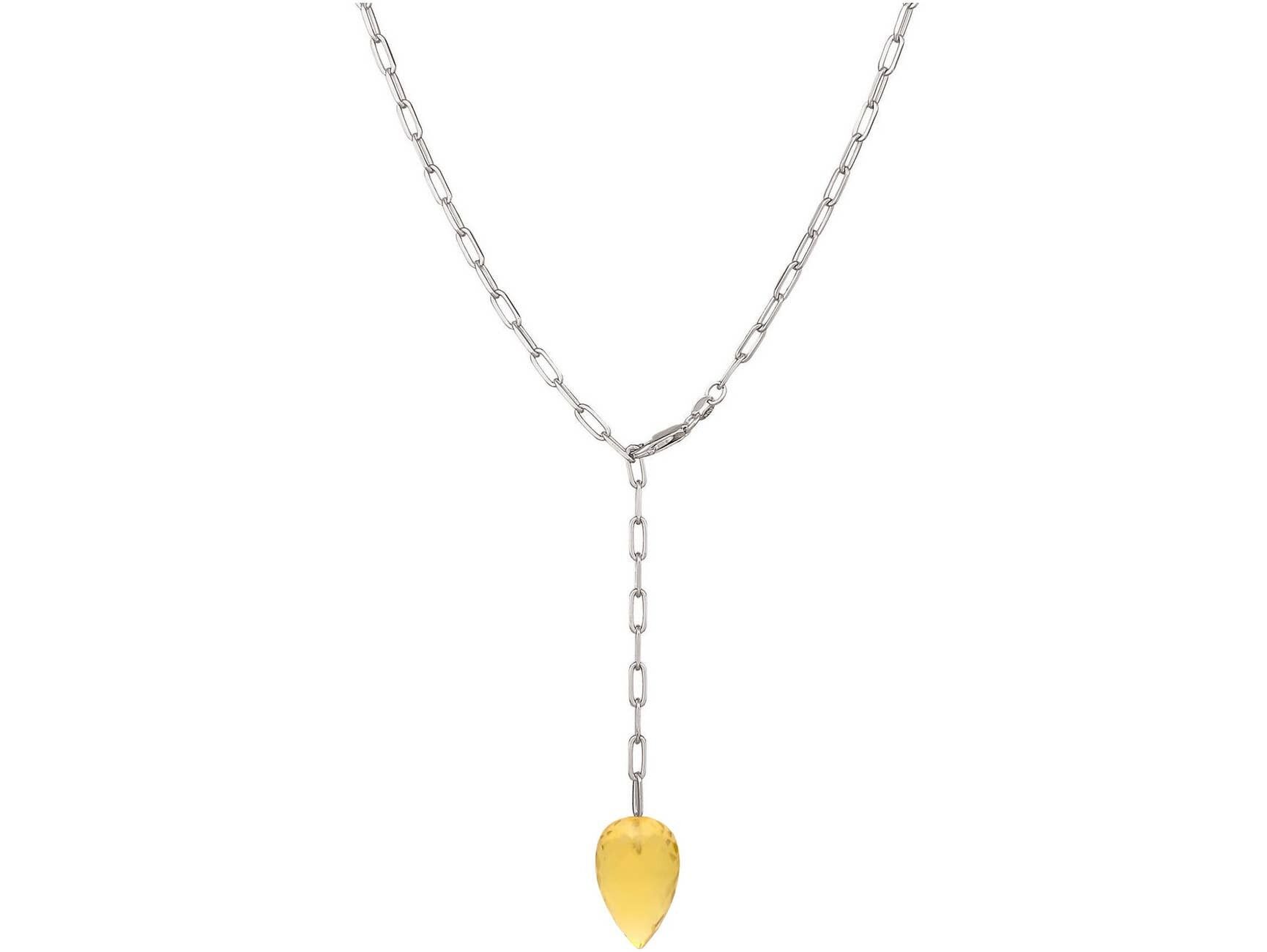 Collana Gemshine Y con gemma di quarzo citrino in oro giallo