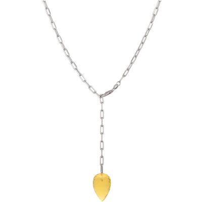 Gemshine Y necklace with yellow gold citrine quartz gemstone