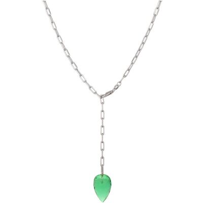 Gemshine Y Necklace with Green Tourmaline Quartz Gemstone