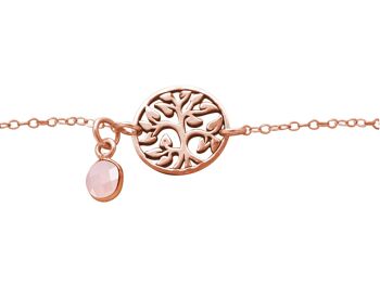 Bracelet Gemshine YOGA Arbre de Vie et Quartz Rose. 925 argent 4