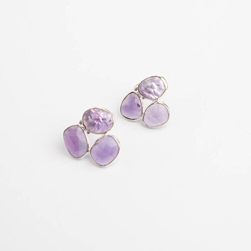 Pendientes Vegui plata morado amatista