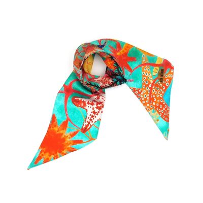 Asterozoa Starfish Print Silk Skinny Minnie Hair Scarf