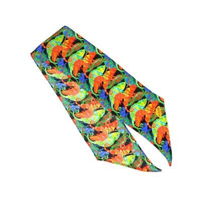 Camouflage of Chameleons Print Skinny Minnie Haarschal aus Seide