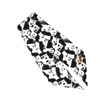 Embarrassment of Pandas Print Silk Skinny Minnie Hair Scarf