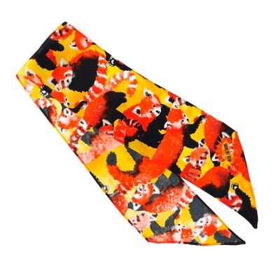 Confezione di Minnie skinny in seta con stampa panda rossi