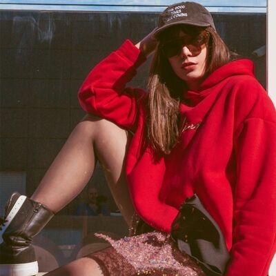 Believe oversized hoodie in red