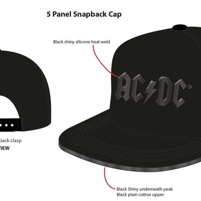 AC/DC-glänzendes schwarzes Logo (Snapback)