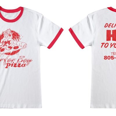 Netflix Stranger Things - T-shirt unisexe à sonnerie rouge Surfer Boy Pizza