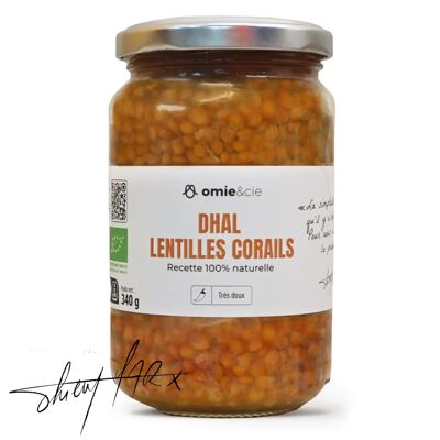 Organic coral lentil dhal - tomatoes and French lentils - 340 g