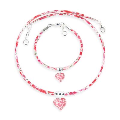 Kinderschmuck für Mädchen – Set aus Liberty-Armband und Herz-Halskette