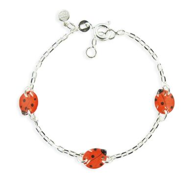 Children's Girls Jewelry - Bracelet with 3 ladybug motifs