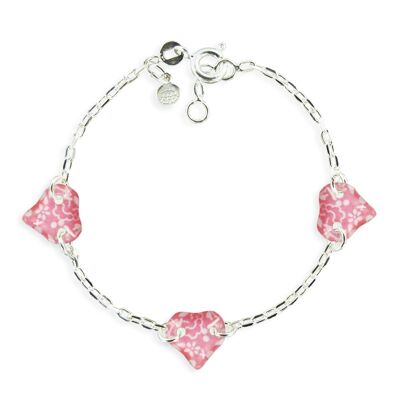 Joyería Infantil Niña - Pulsera infantil con 3 motivos de corazones en plata 925