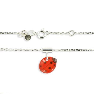 Children's Girls Jewelry - 925 silver ladybug pendant and chain necklace