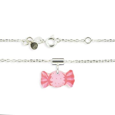 Children's Girls Jewelry - 925 silver candy pendant and chain necklace