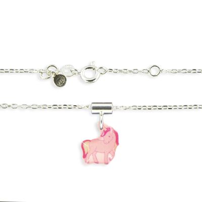 Joyería Infantil Niña - Collar con colgante y cadena de unicornio en plata 925