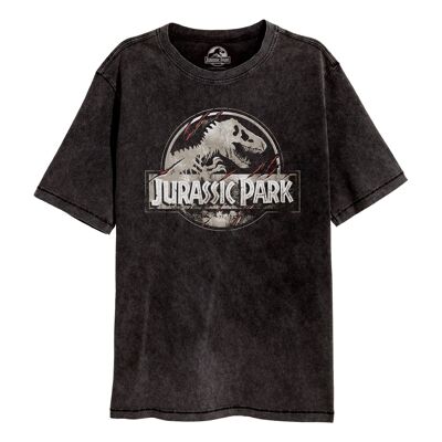 Jurassic Park SuperHeroes Inc. T-Shirt in Acid-Wash-Optik mit zerkratztem Logo