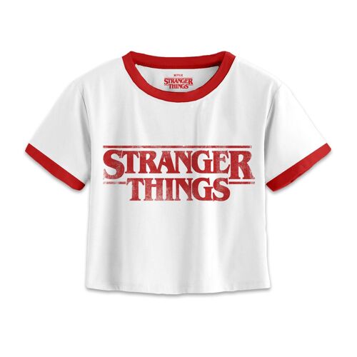 Netflix Stranger Things Distressed Logo SuperHeroes Inc. Cropped Shirt