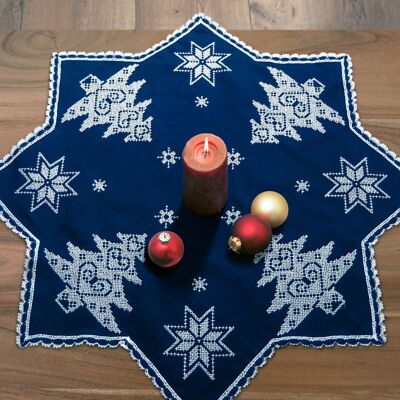 Vintage Christmas Cross Stitch DIY Table Topper Kit, 75 x 75 cm