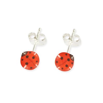 Children's Girls Jewelry - 925 silver ladybug stud earrings
