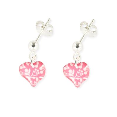 Children's Girls Jewelry - 925 silver heart dangling earrings
