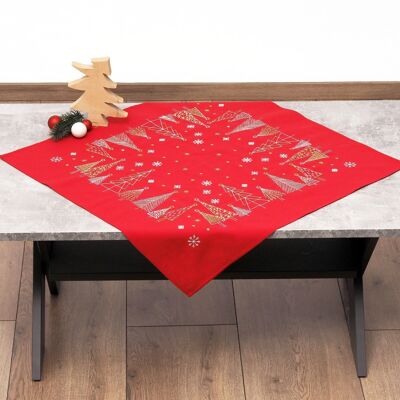Snowflakes and Christmas Trees Embroidery DIY Table Topper Kit, 72 x 72 cm