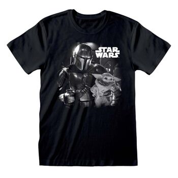 T-shirt Star Wars The Mandalorian noir et blanc