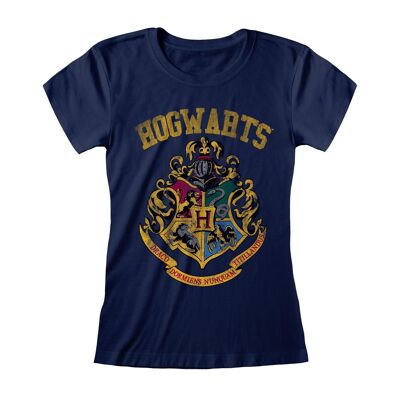 T-shirt aderente con stemma sbiadito di Harry Potter Hogwarts